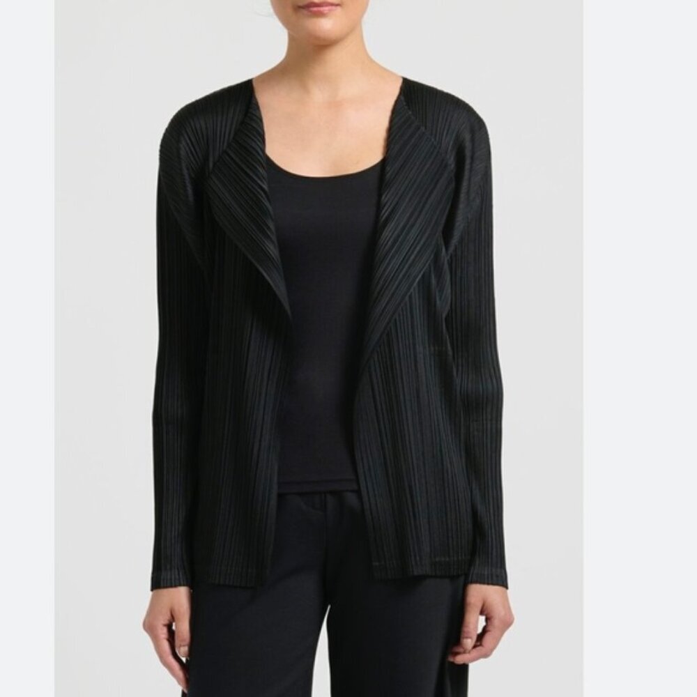 Milano Macy’s NEW Pleates Open Jacket Cardigan Pleated Unlined Light Flowy Tag L